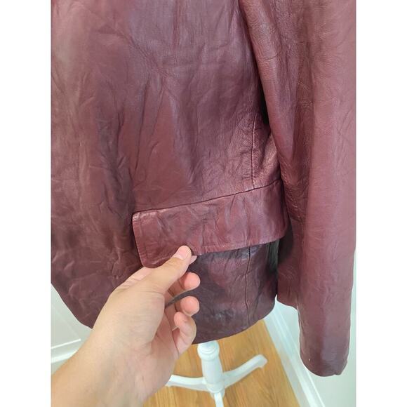 Zadig & Voltaire Verys Creased Leather Jacket in Burgundy - Picture 8 of 14